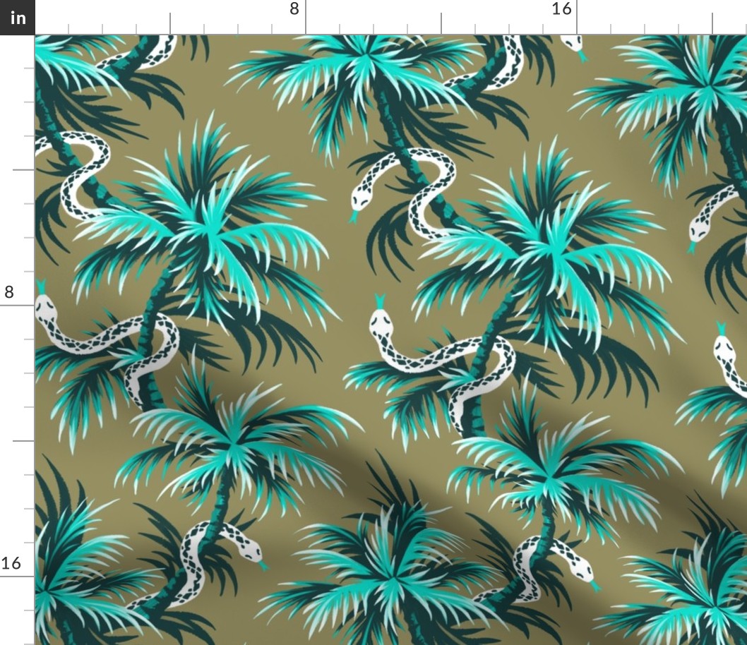 Snake Palms - Teal Mustard Light - AndreaAlice