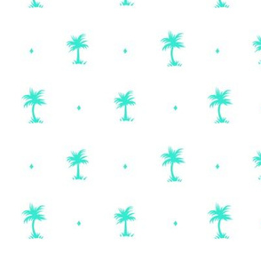 Tiny Palms  - White Teal - AndreaAlice