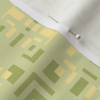 Maze, yellow, green, sage geometric abstract mid century