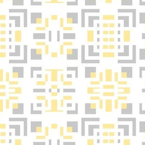 Maze Yellow and Gray Grey abstract mid century style