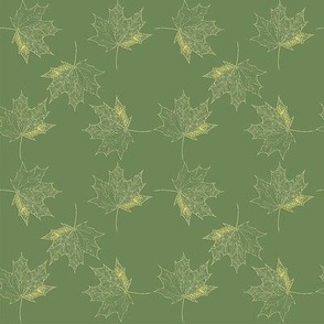 Maple leaves in green with subtle tan details