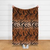 Tribal Tiger stripes print - vertical faux fur orange large
