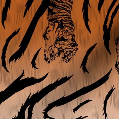 Tribal Tiger stripes print - vertical faux fur orange medium