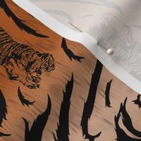 Tribal Tiger stripes print - vertical faux fur orange small