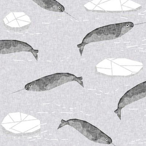 narwhal animal ocean sealife kids wildlife explorer arctic animal fabric grey