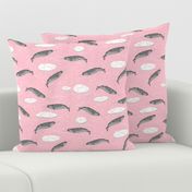 narwhal animal ocean sealife kids wildlife explorer arctic animal fabric pink