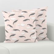 narwhal animal ocean sealife kids wildlife explorer arctic animal fabric light pink