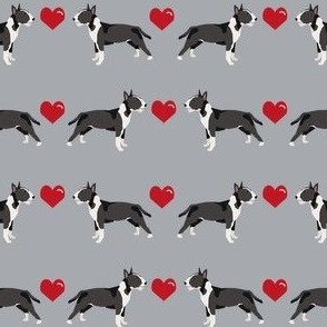 bull terrier black and white coat dog breed fabric love hearts grey