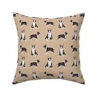 bull terrier black and white coat dog breed fabric simple tan