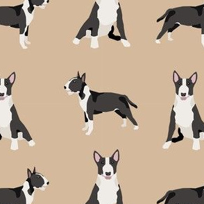 bull terrier black and white coat dog breed fabric simple tan