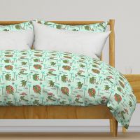 alligator vacation // tropical beach gator cute animal fabric character mint