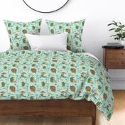 alligator vacation // tropical beach gator cute animal fabric character mint