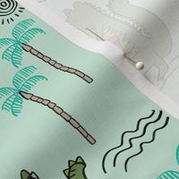 alligator vacation // tropical beach gator cute animal fabric character mint
