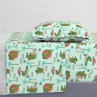 alligator vacation // tropical beach gator cute animal fabric character mint