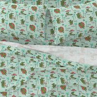 alligator vacation // tropical beach gator cute animal fabric character mint