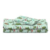 alligator vacation // tropical beach gator cute animal fabric character mint