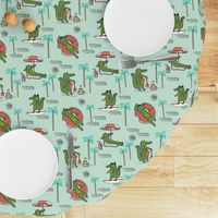 alligator vacation // tropical beach gator cute animal fabric character mint