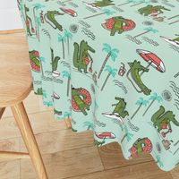 alligator vacation // tropical beach gator cute animal fabric character mint