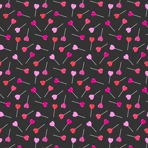 (micro scale) heart shaped suckers - lollipops multi on soft black (90)