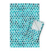 Turquoise Watercolor Abstract Geometric Shapes // Mermaid, Fish, Dragon Scales