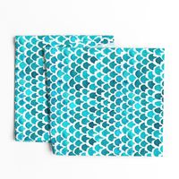 Turquoise Watercolor Abstract Geometric Shapes // Mermaid, Fish, Dragon Scales