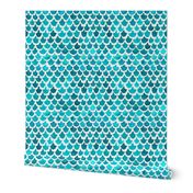 Turquoise Watercolor Abstract Geometric Shapes // Mermaid, Fish, Dragon Scales