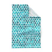 Turquoise Watercolor Abstract Geometric Shapes // Mermaid, Fish, Dragon Scales