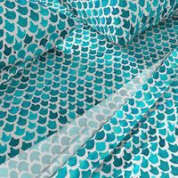 Turquoise Watercolor Abstract Geometric Shapes // Mermaid, Fish, Dragon Scales