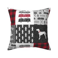 future firefighter patchwork fabric - plaid - dark grey and red