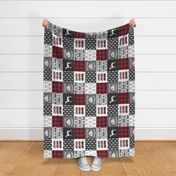 future firefighter patchwork fabric - plaid - dark grey and red (90)