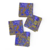 cobalt gold leaf floral