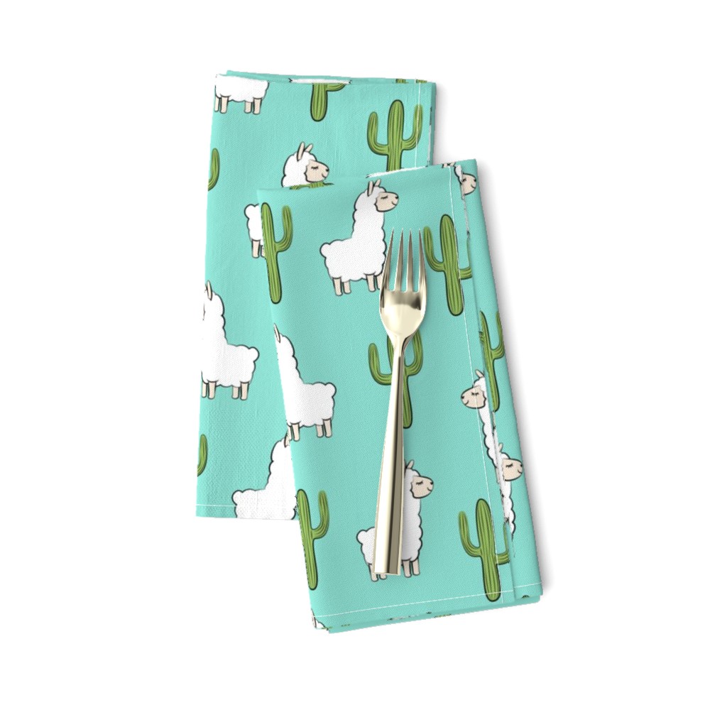 llama w/ cactus - teal