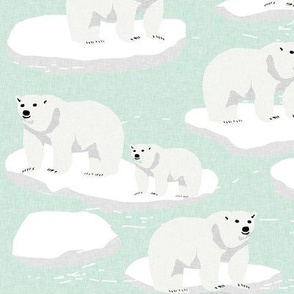 polar bear animal arctic iceberg bears kids fabrics mint