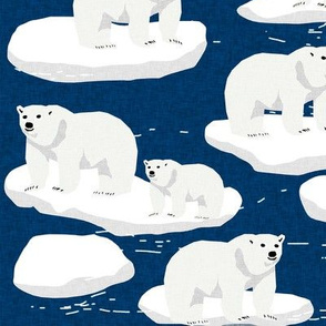 polar bear animal arctic iceberg bears kids fabrics navy