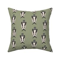 badger man // cute badgers character kids mustache top hat fabric army green