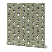 badger man // cute badgers character kids mustache top hat fabric army green