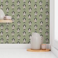 badger man // cute badgers character kids mustache top hat fabric army green