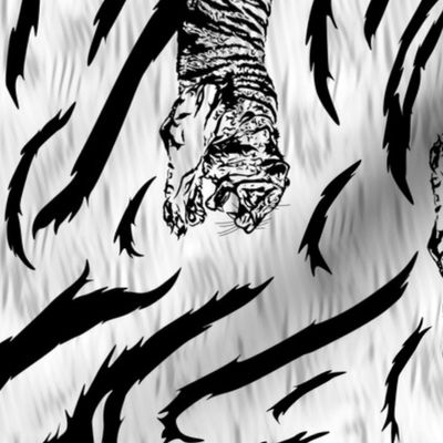 Tribal Tiger stripes print - vertical faux fur white medium
