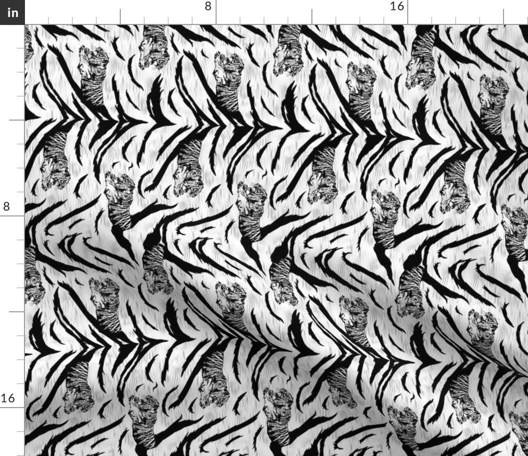 Tribal Tiger stripes print - vertical faux fur white small