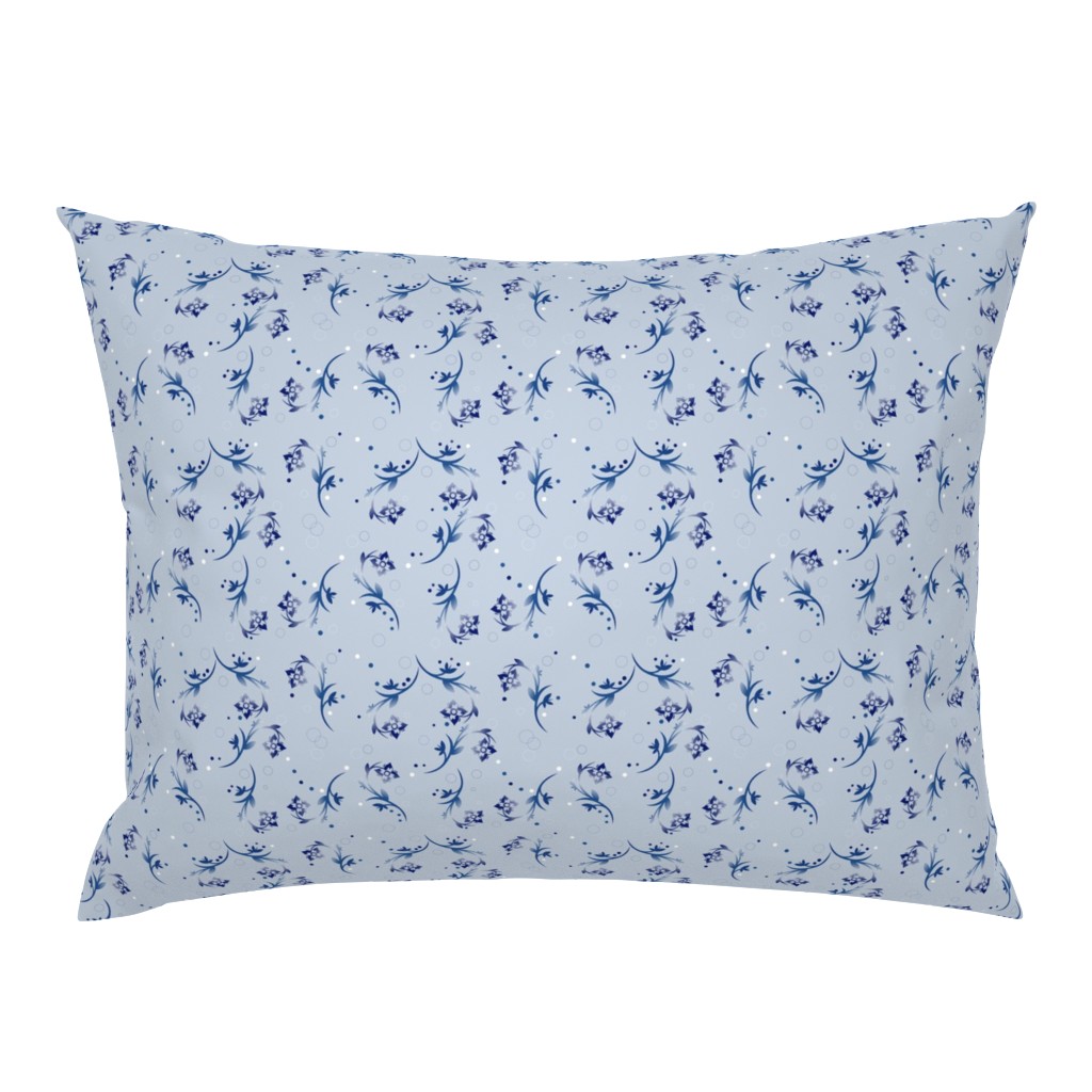 Navy Over All Floral on Pale Blue