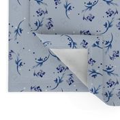 Navy Over All Floral on Pale Blue