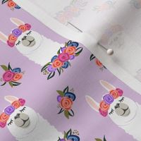 (small scale) floral llama - vintage on purple