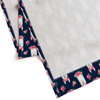 floral llama - spring colors on navy