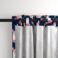 floral llama - spring colors on navy