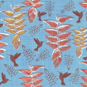 African Heliconia Paradise Linen (Pantone Little Boy Blue)