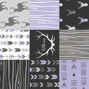 Patchwork Deer - Lilac Black And Grey - Rotated