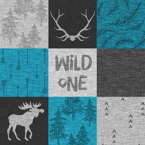 Wild One Quilt - Turquoise Black And Grey