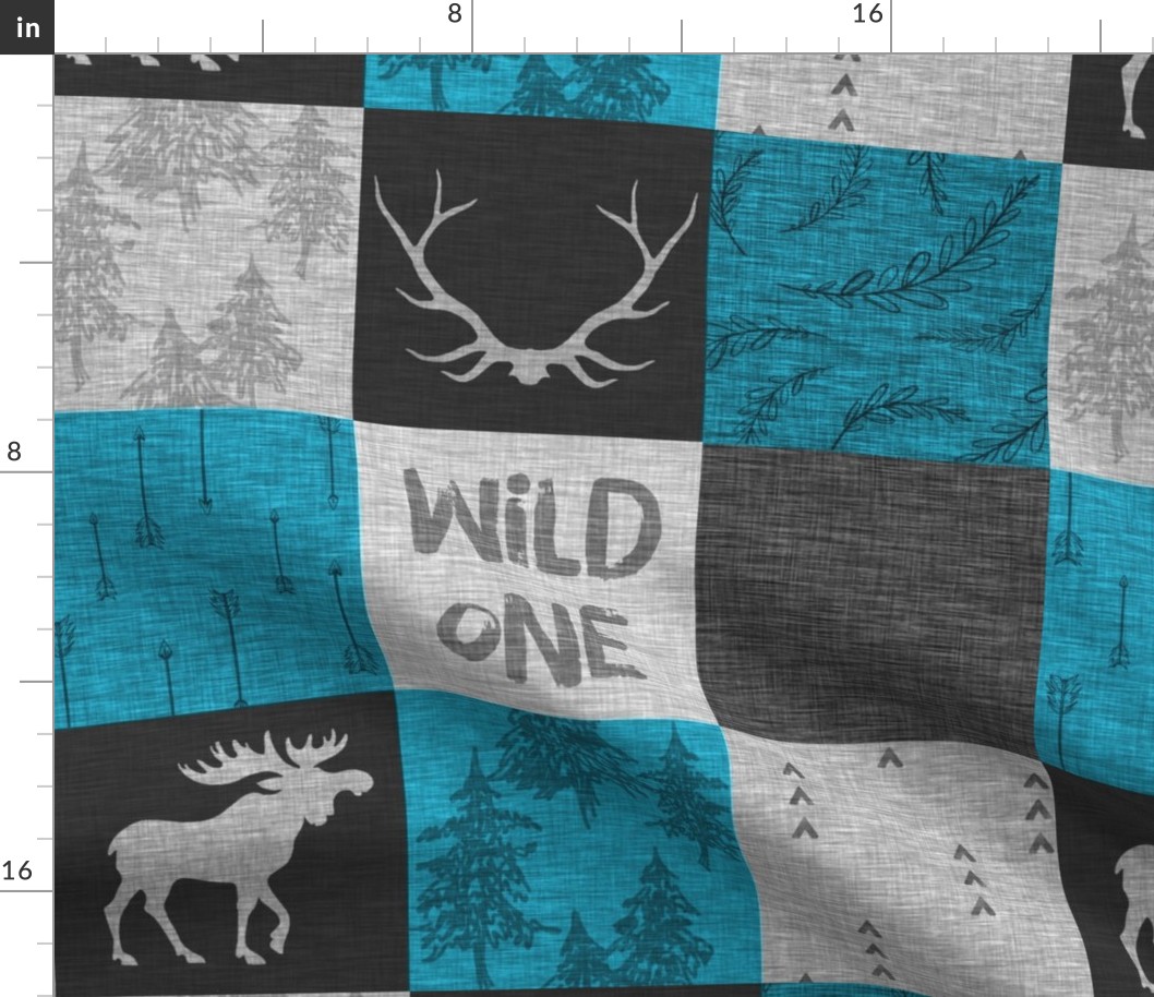 Wild One Quilt - Turquoise Black And Grey