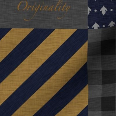 Wit, Wisdom, Originality - Navy and bronze Wizard Quilt