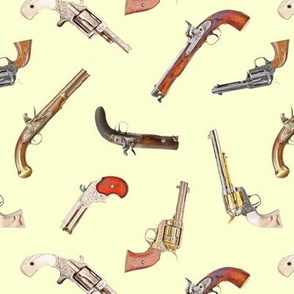 Antique Pistols on Pale Yellow // Small